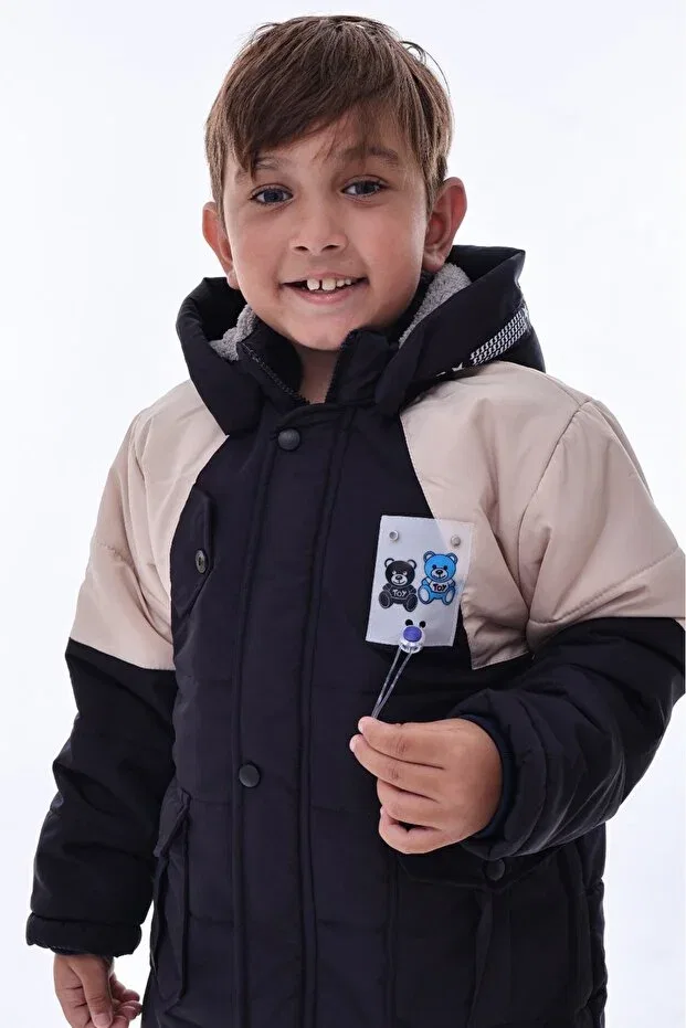 Детское зимнее пальто для девочек на молнии и кнопках Öfi Kids, Navy Blue