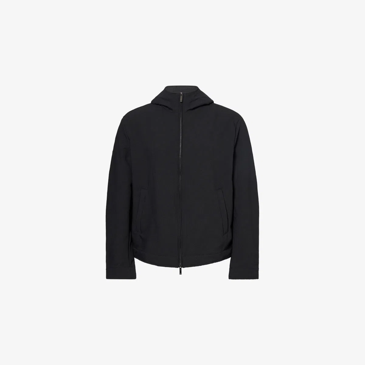 Тканая куртка с капюшоном из сирсакера Emporio Armani
