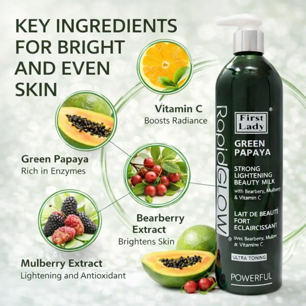 Лосьон для тела осветляющий Green Papaya, First Lady Rapid Glow, 500 мл — фото 4