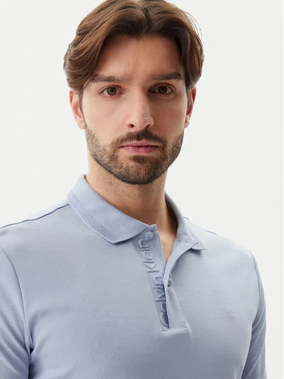 Поло regular fit Calvin Klein, светло-голубой — фото 4