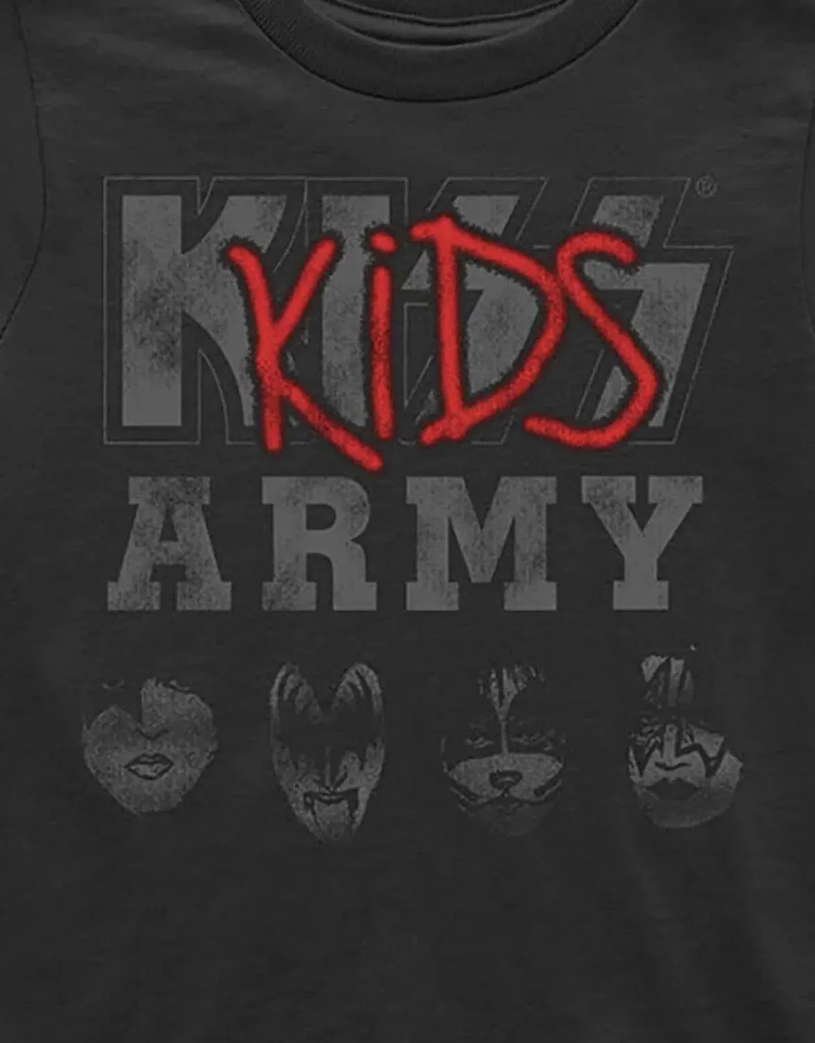 Детская футболка с принтом Army Band Logo Kiss, Black — фото 2