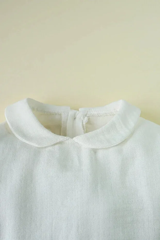 Детская рубашка для мальчиков хлопковая X silk atlas baby girl and child baby collar muslin shirt Gumbuloy, Ecru — фото 3