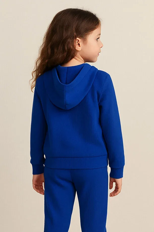 Детское худи для девочек на молнии с длинным рукавом Yalçınoğlu Kids, Blue — фото 3