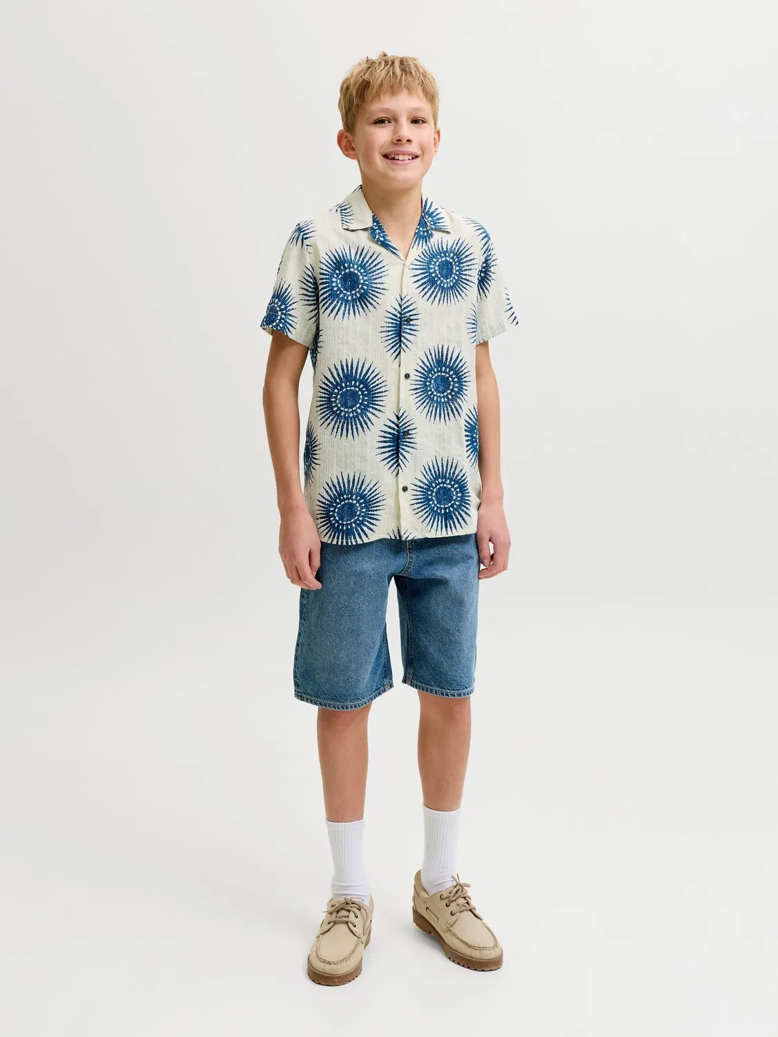Рубашка курортная с принтом JACK & JONES JUNIOR, синий — фото 2