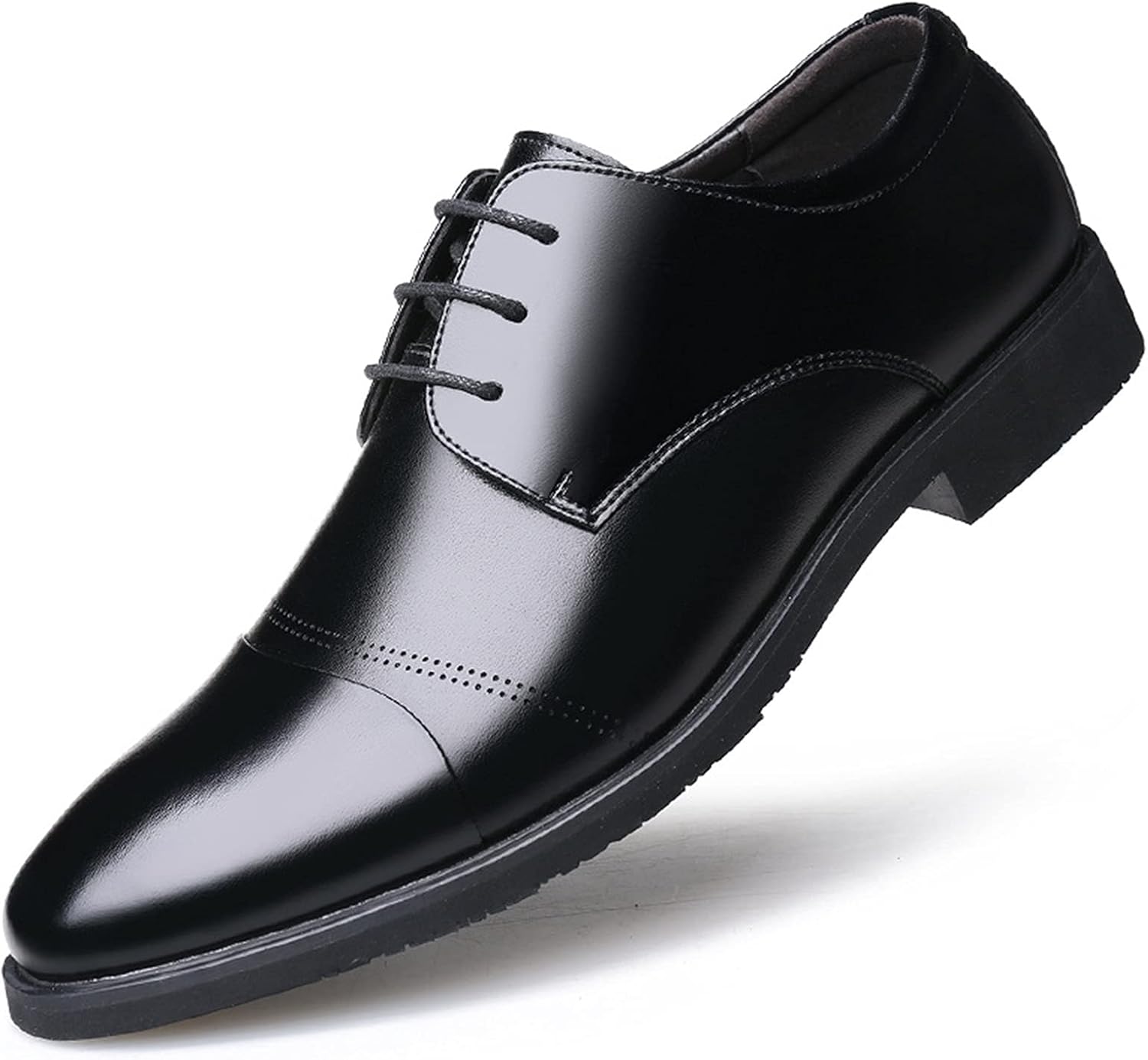 

Мужские туфли оксфорды на шнуровке с увеличением роста 6 см, с круглым носком, кожаные, противоскользящие, классические Zuzala, черный