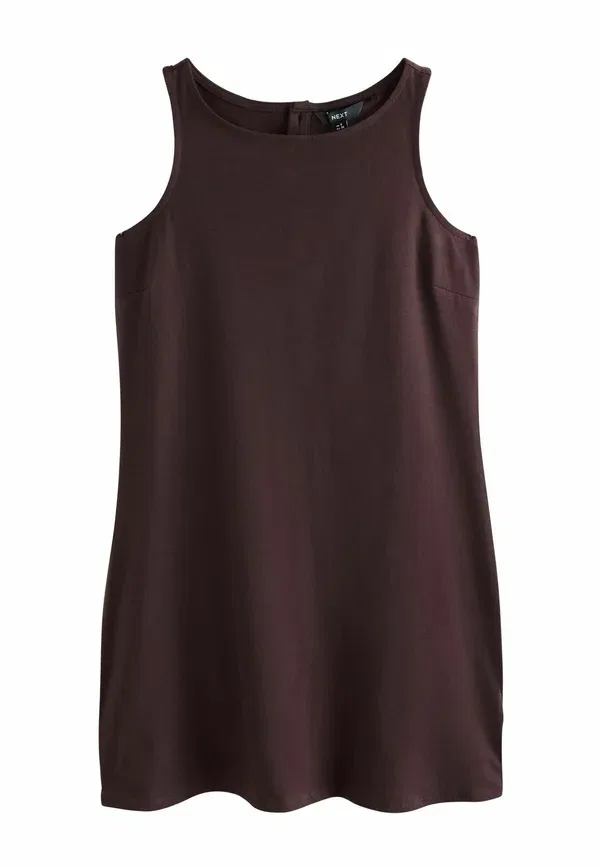 Платье хлопковое shift dress Next, chocolate brown, коричневый/шоколадный — фото 4