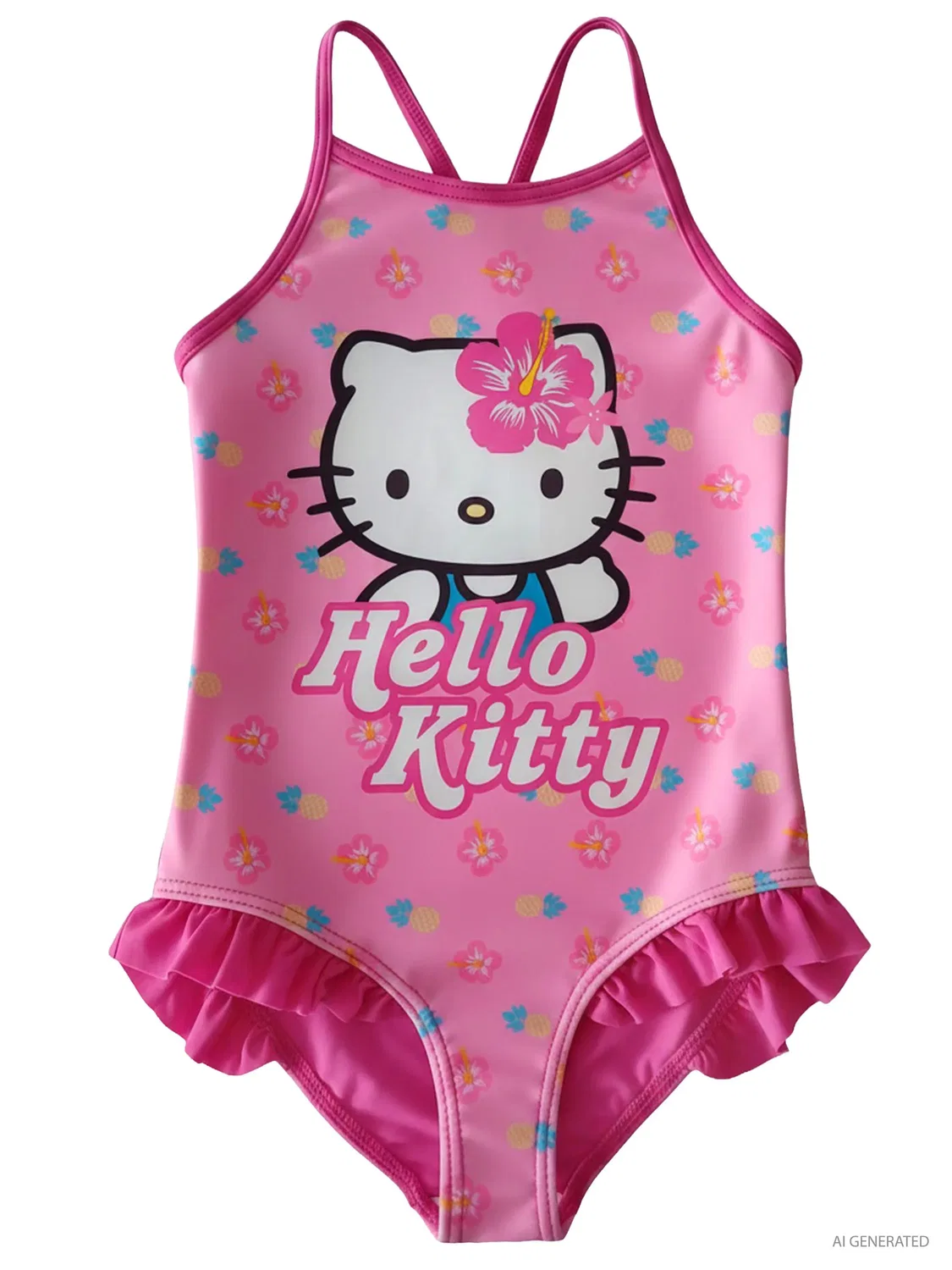 Купальник с рюшами слитный Hello Kitty, розовый