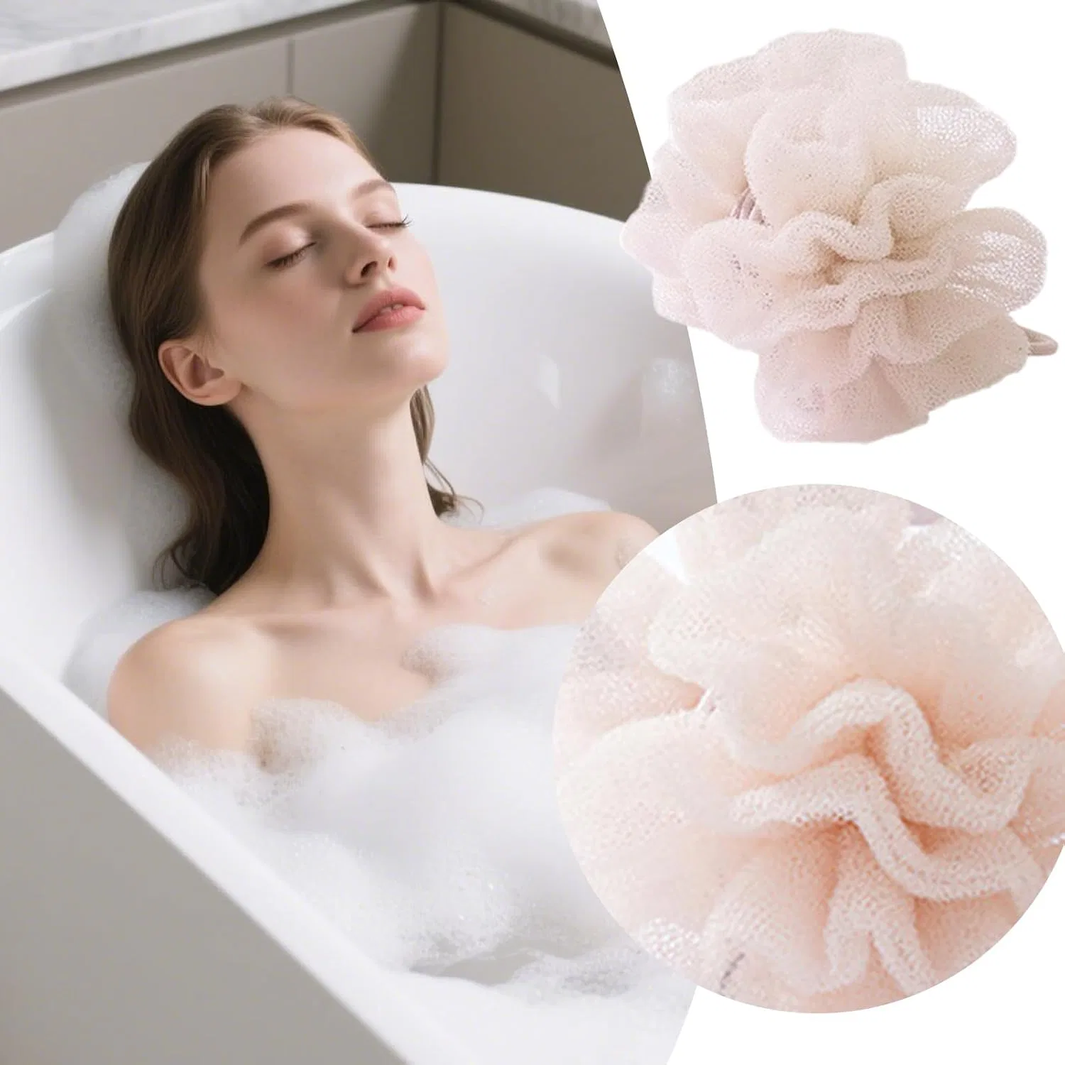 2-in-1 Душ-скраб с длинной ручкой, Nylon, Rose Generisch — фото 3