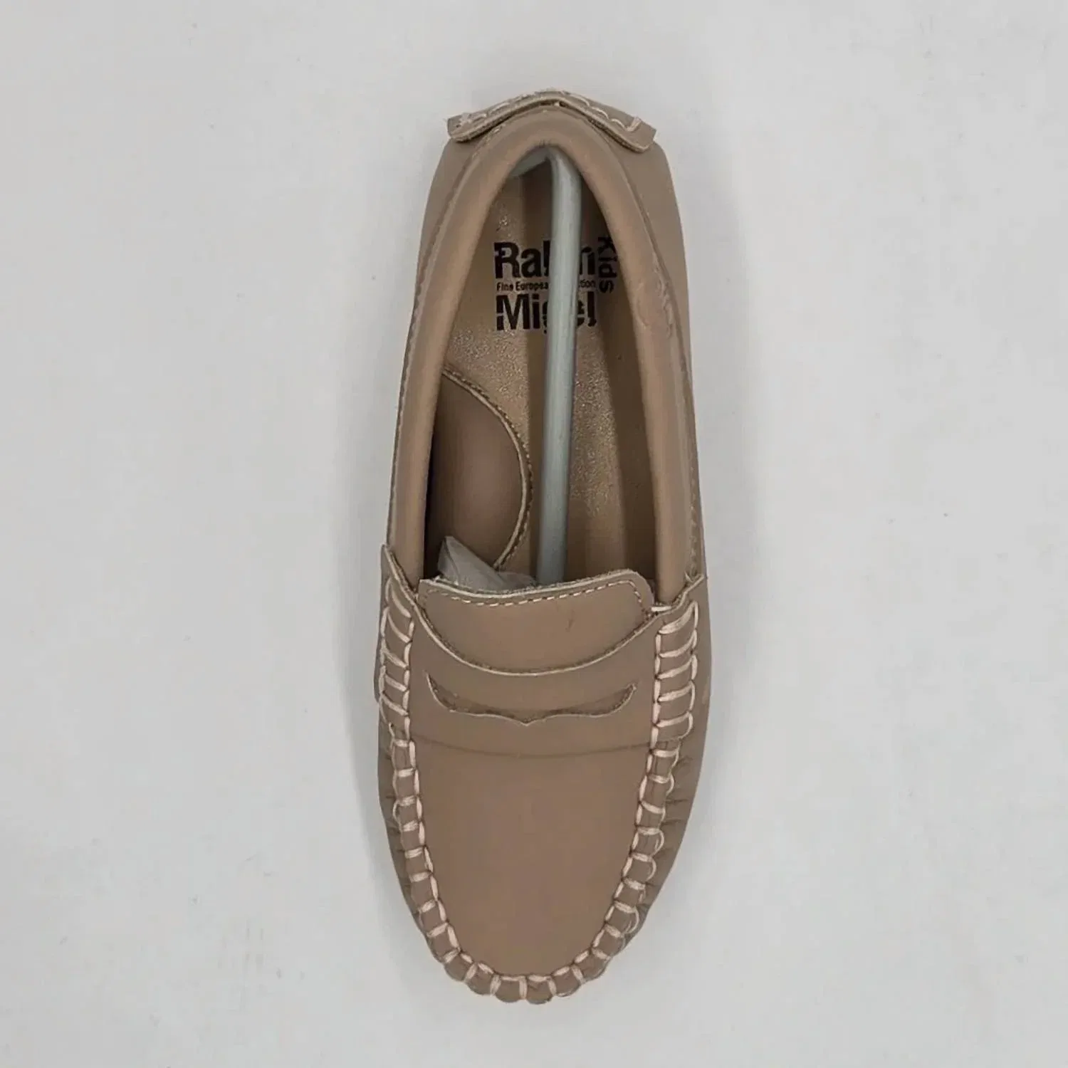 Детские лофферы-мокасины из кожи Cosima Penny Loafer Moccasin Ralph Miguel, Nude Gum Leather — фото 2