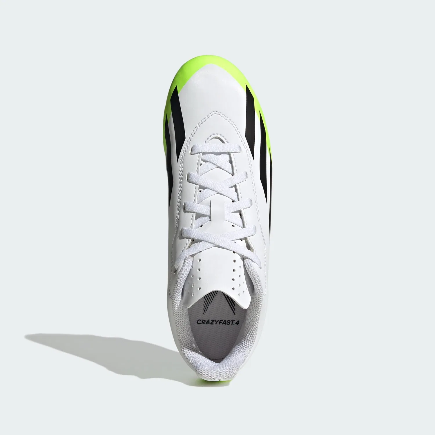 Детские бутсы для мальчиков с цельным верхом X Crazyfast.4 Flexible Ground Boots Adidas, Cloud White Core Black Lucid Lemon — фото 3