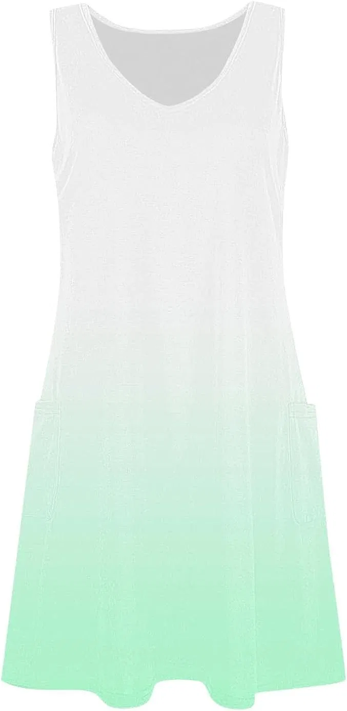 Женское повседневное платье с V-образным вырезом, Mint Green — фото 4