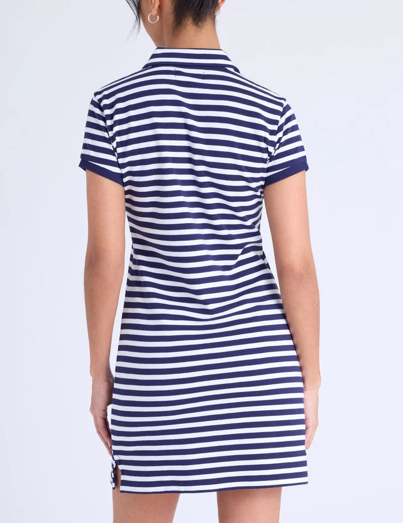 Женское платье U.S. Polo Assn. Narrow Stripe Slim Fit Interlock Polo, темно-синий/белый — фото 2