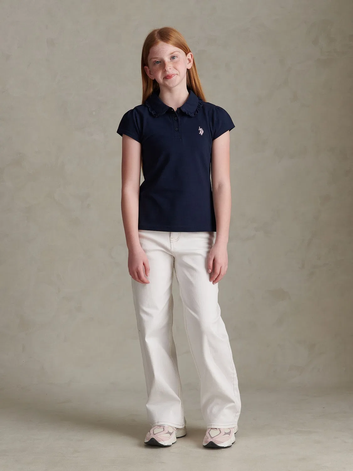Поло с воланами, хлопок U.S. Polo Assn, темно-синий — фото 3