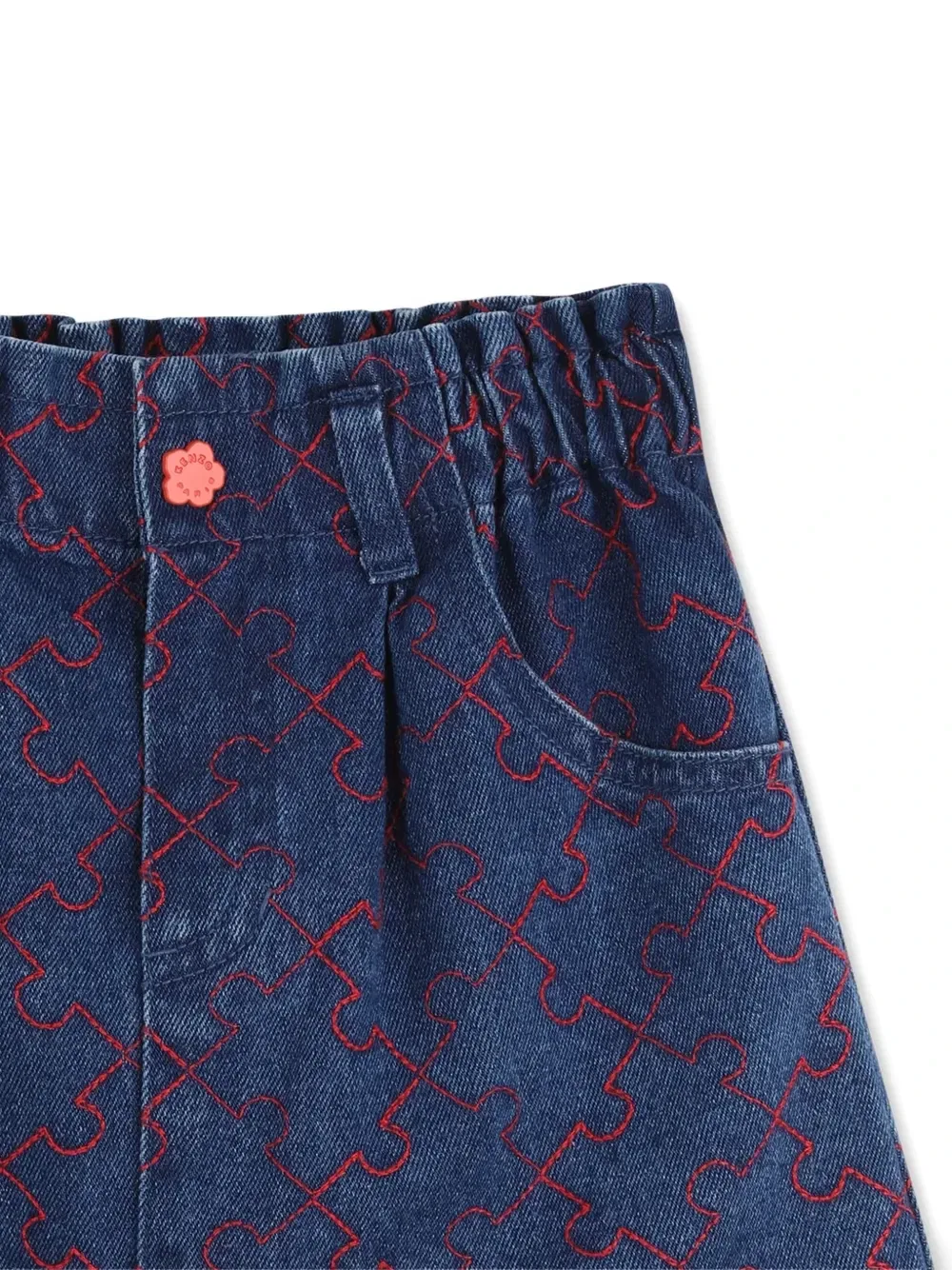 Джинсовая юбка мини с принтом Kenzo Kids, синий — фото 3