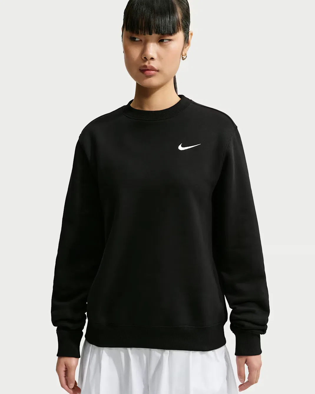 Women's Crew Nike Studio Fleece Medium Weight, Total Black/Sail — фото 3