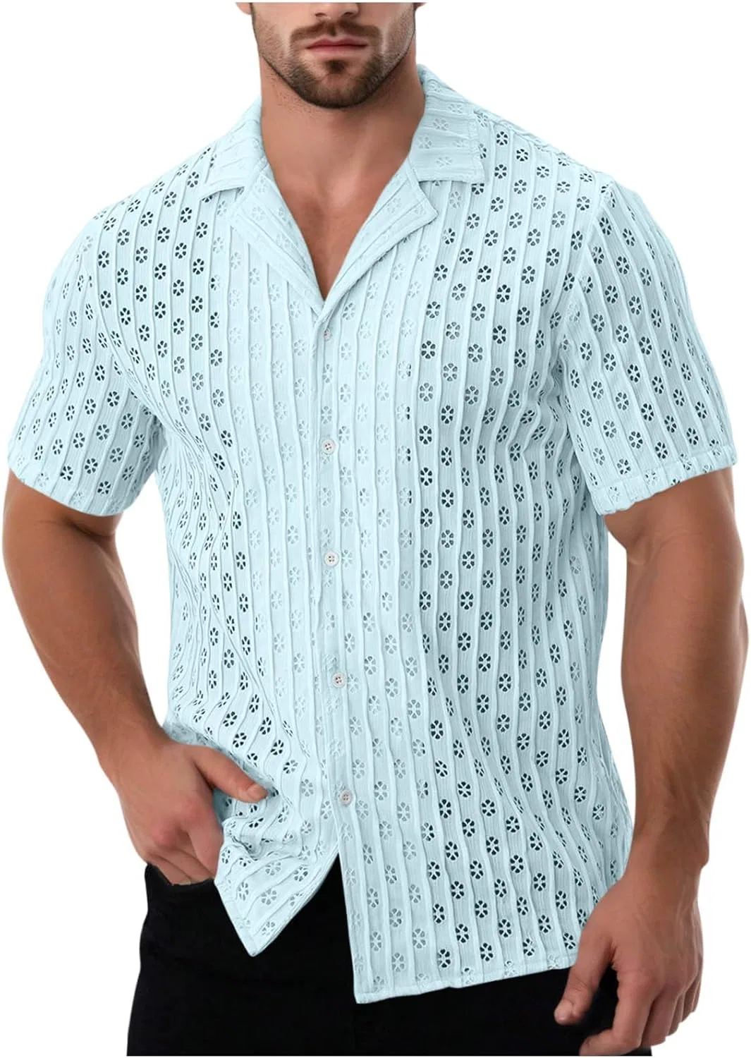 Мужская повседневная рубашка Cuban Guayabera, Sky Blue