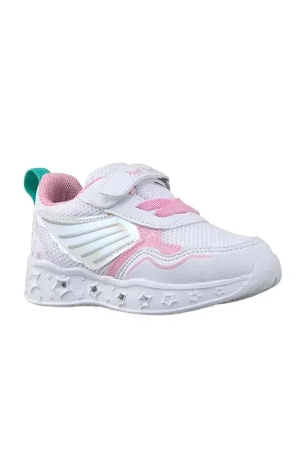 Детские кроссовки для девочек со светодиодами Wisco Pabuç Ailesi, White Pink