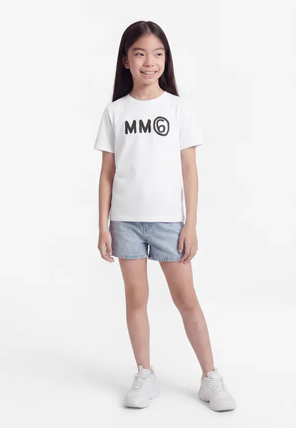 Комплект из 3 футболок с принтом, хлопок, Mm6 Maison Margiela, Topaz Blue/White/Black, белый/черный/синий