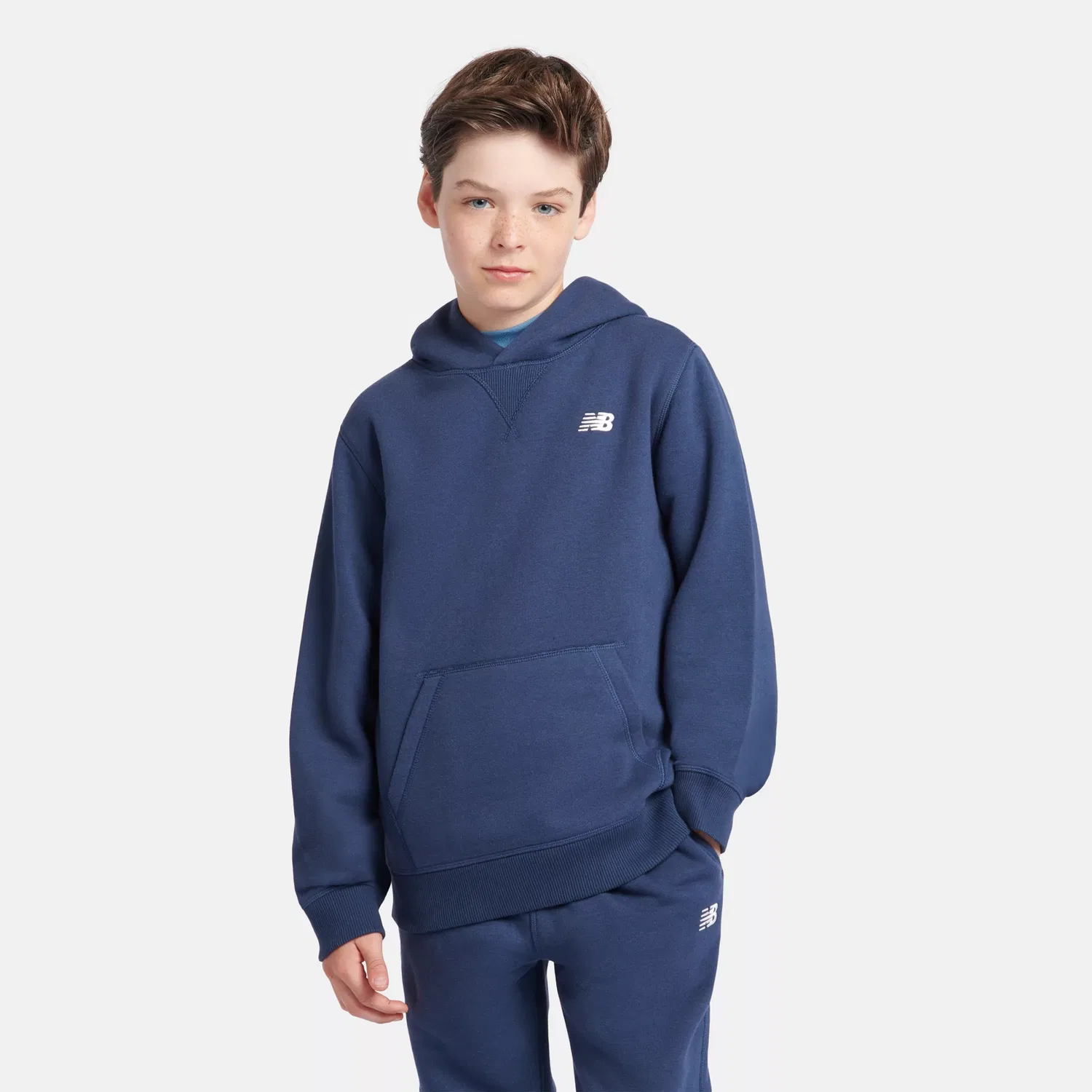 Детское худи с капюшоном и вышитым логотипом Brush Back Small Logo New Balance, Nb Navy