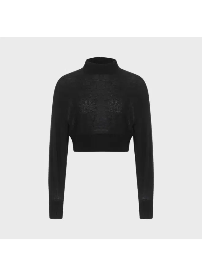Свитер с высоким воротом свободный укороченный Zara, черный — фото 2