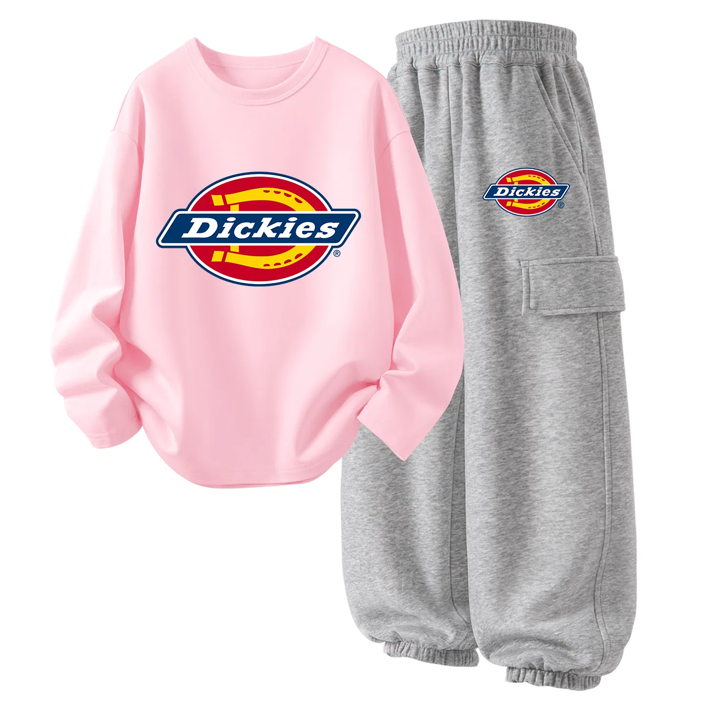 Детский комплект спортивной одежды с принтом Dickies, Light Pink/Heather Gray
