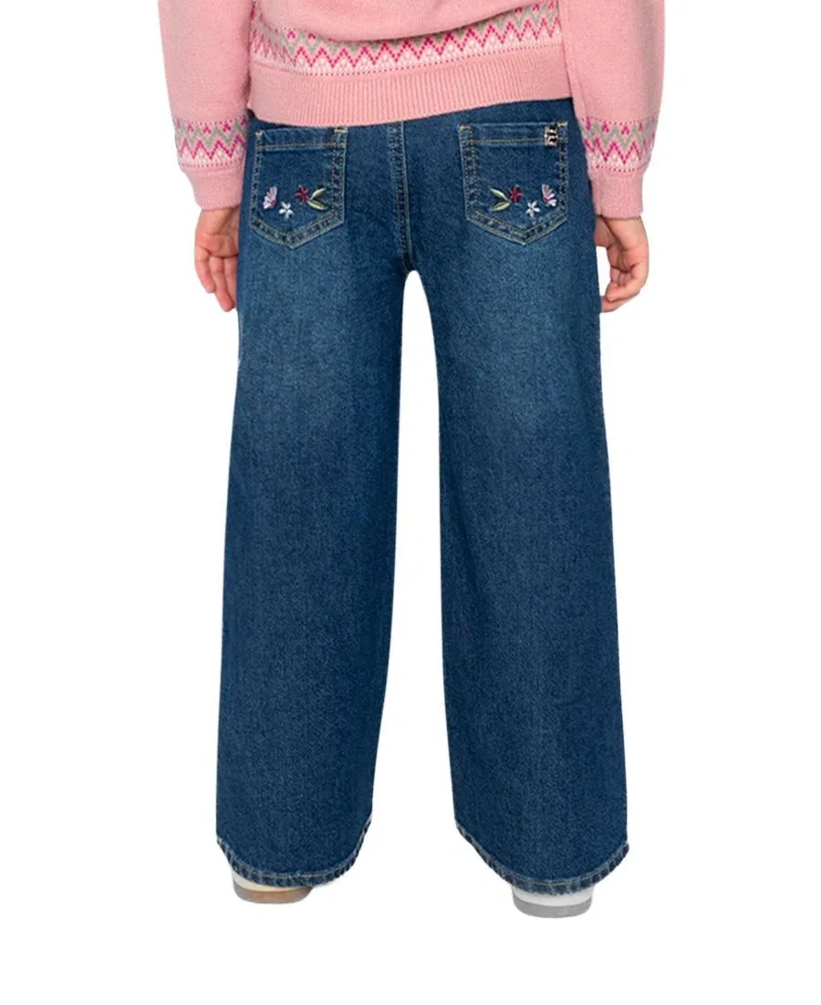 Детские джинсы свободного кроя с вышивкой Soft Poetry Deux par Deux, Light Blue Denim — фото 4