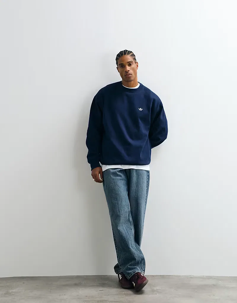 Толстовка Adidas Originals Essential свободного кроя, темно-синяя