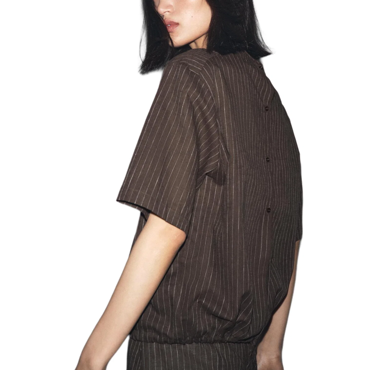 Женская футболка с круглым вырезом Brown/Nude ZARA — фото 4