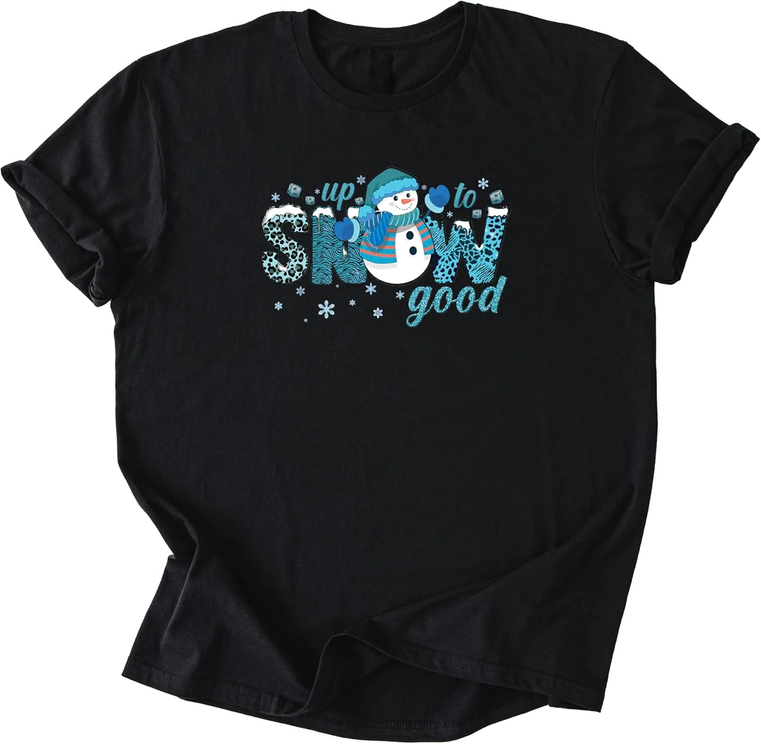 Унисекс футболка с рождественским принтом Christmas Snow Print, Black