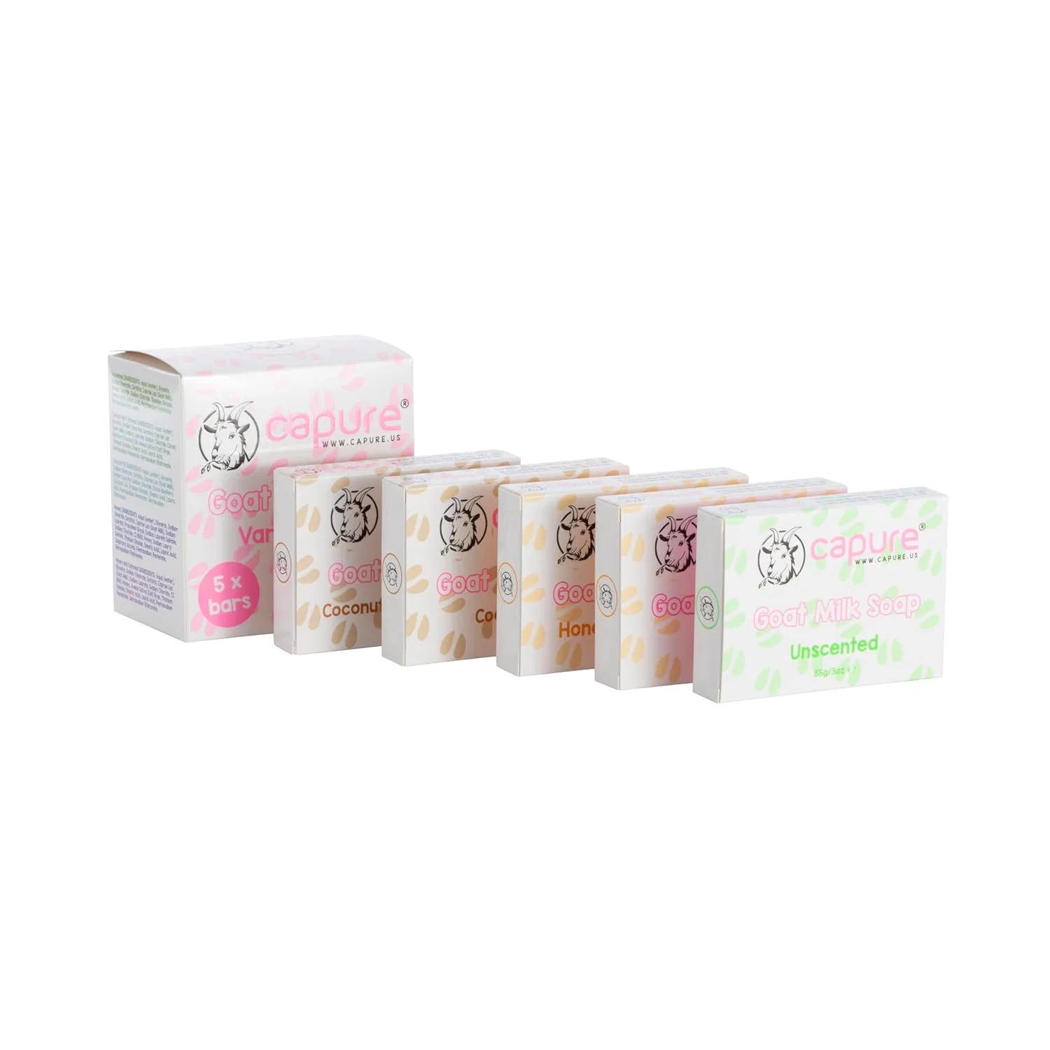 Мыло с козьим молоком Variety Pack, Capure, 5 шт по 85 г, Набор
