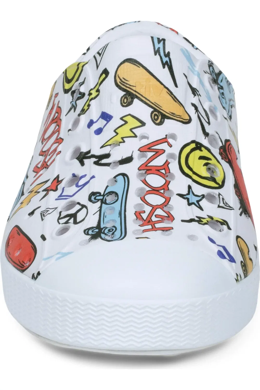 Детские кеды водонепроницаемые на плоской подошве Jefferson Native Shoes, White/Skate Graffiti — фото 4