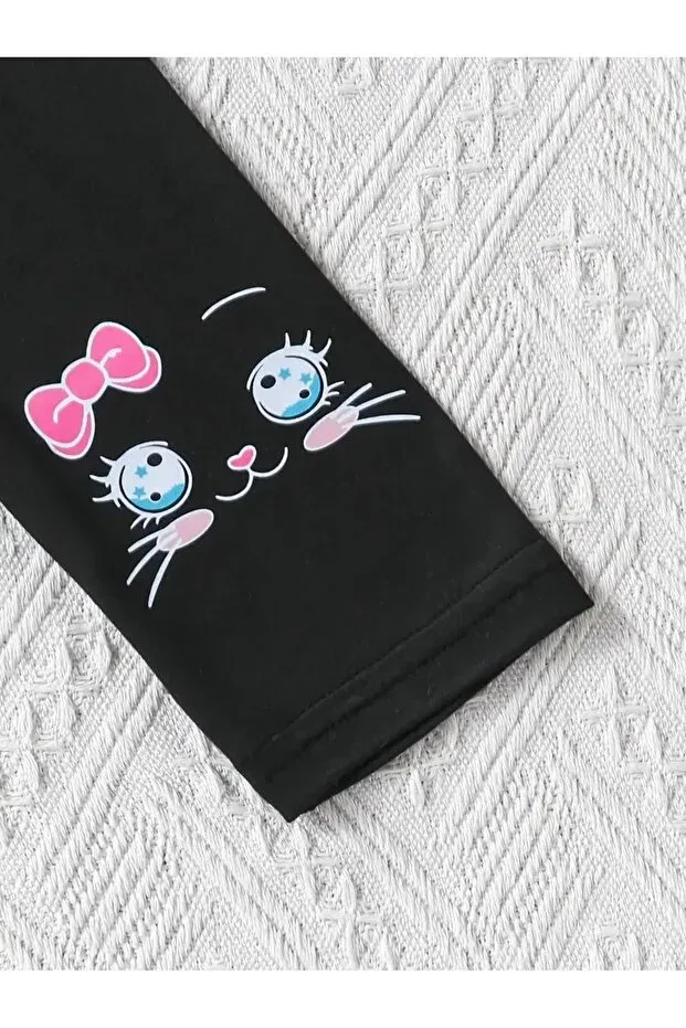 Детские брюки для девочек широкие на поясе Machetta, White-Black-Gray — фото 4