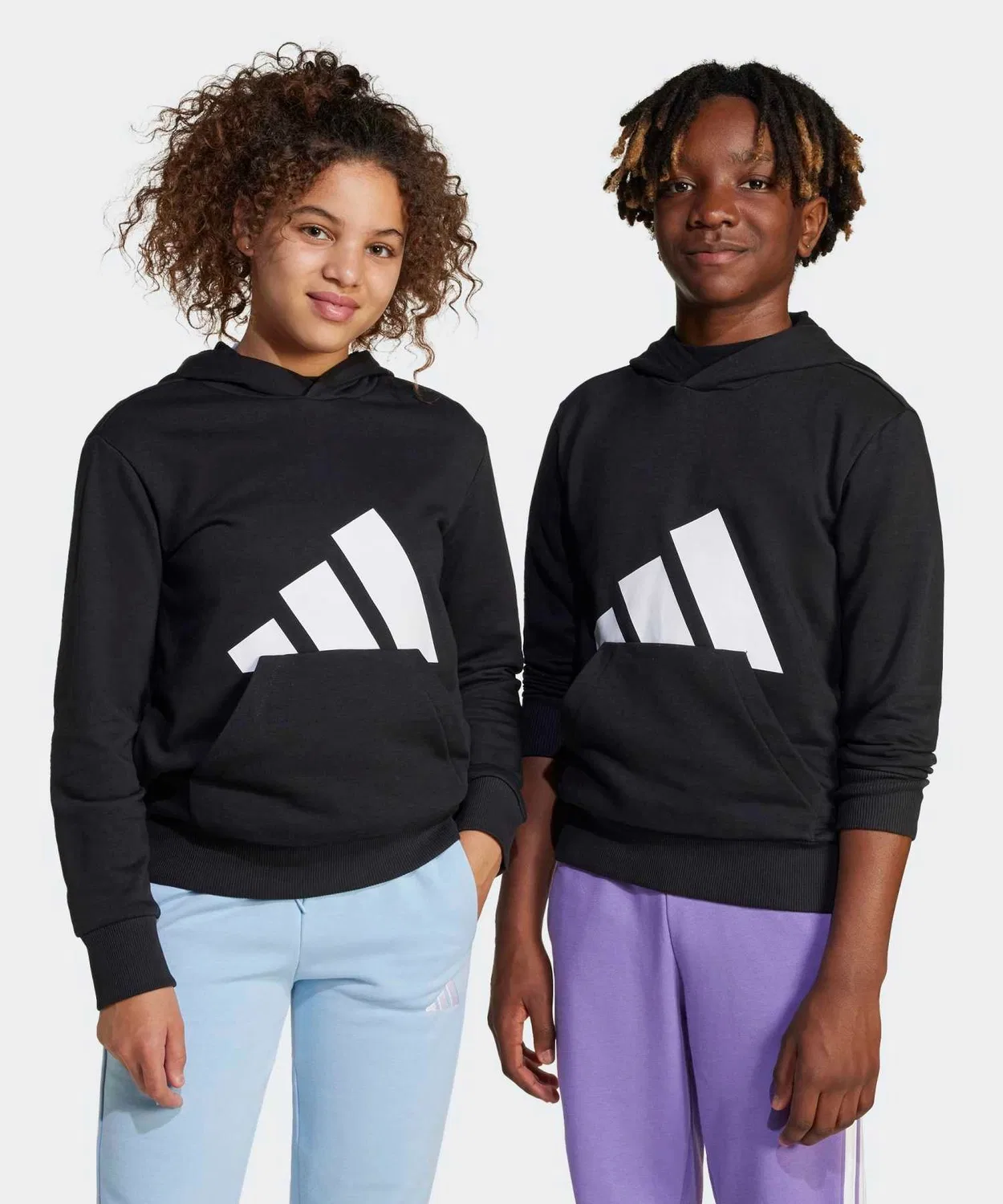 Детский худи с капюшоном из футера, модель Essentials Adidas, Black/White