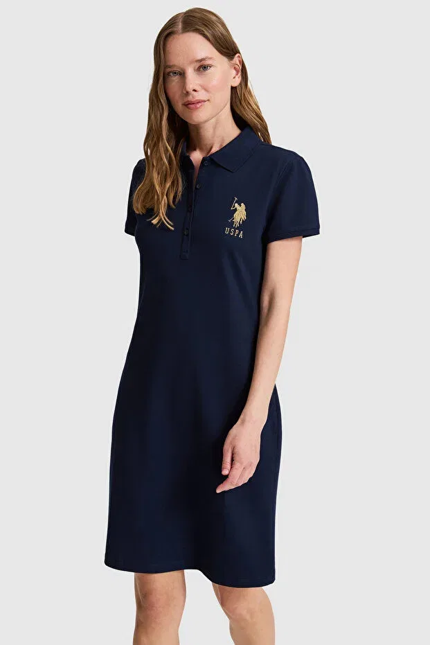 Женское платье с коротким рукавом поло U.S. Polo Assn., Navy Blue — фото 4