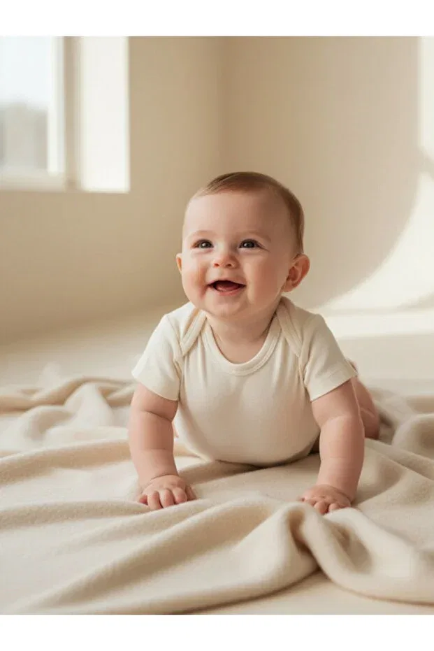 Детское для новорожденных боди-комбинезон хлопковый набор Honeybean organic cotton baby body set gots certified sleeveless and short sleeve Eslenza, Ecru — фото 4
