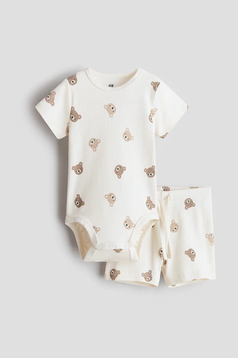 Комплект из 2 ребристых хлопковых изделий H&M, Cremefarben/Bären