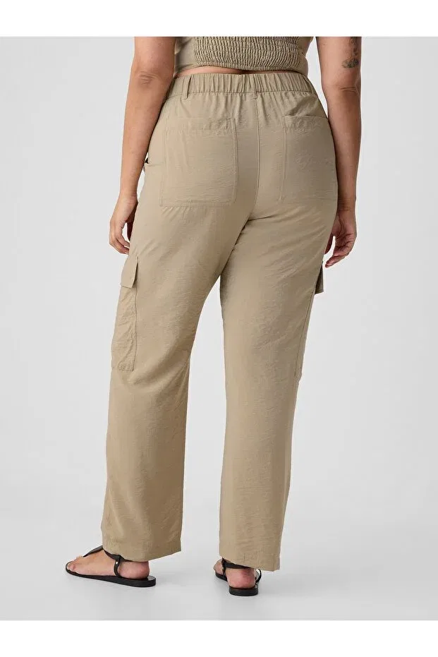 Женские брюки-карго с широкими штанинами Gap, Beige-000 — фото 4