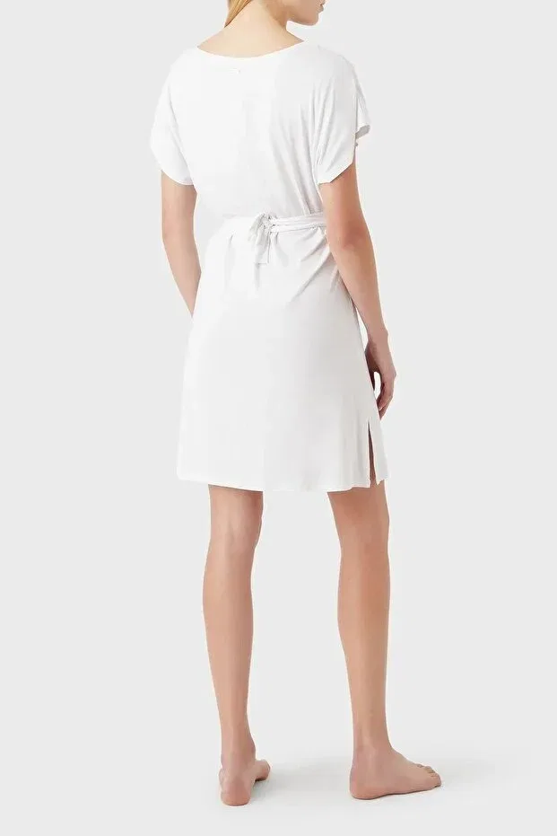 Женское платье с коротким рукавом Logo belted dress Emporio Armani, White — фото 2