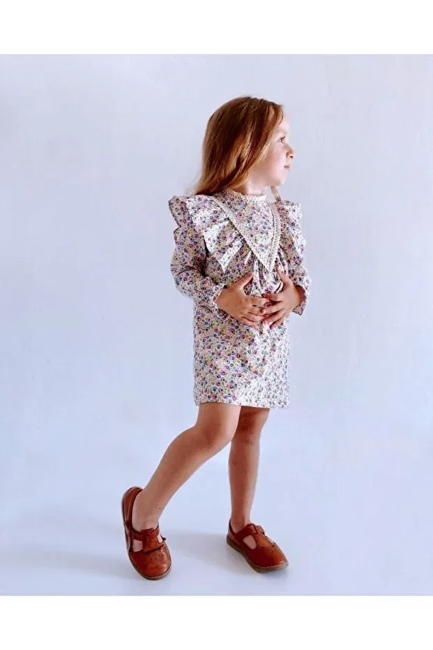 Детское платье для девочек с длинным рукавом giny rose dress Le Petit Sole, Blue White