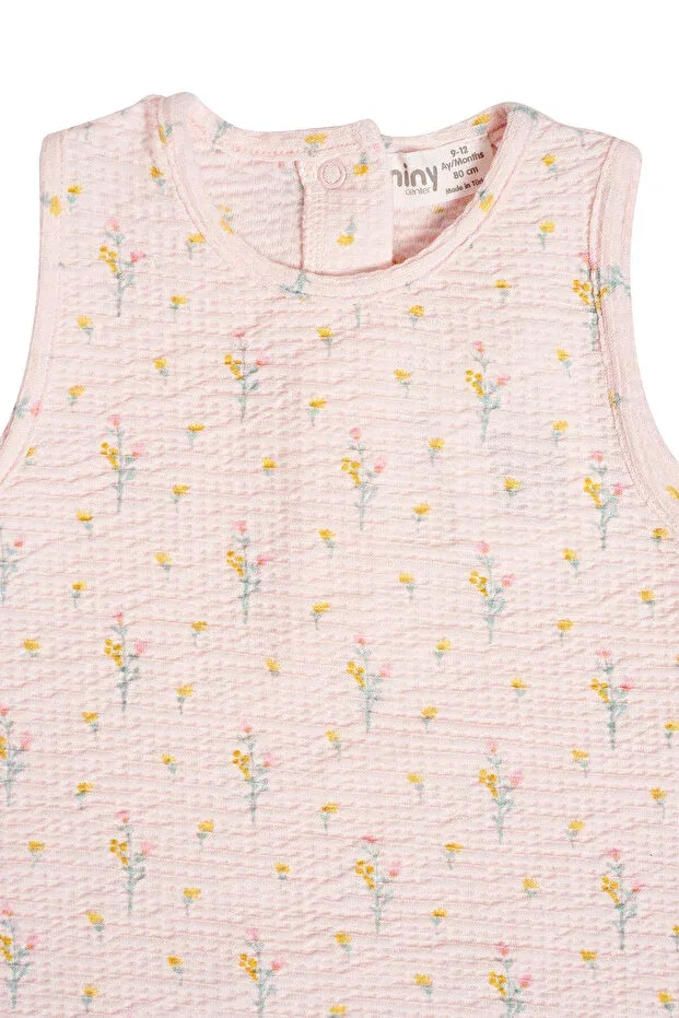 Детский комбинезон для девочек с принтом Floral patterned baby girl jumpsuit Minycenter, Pink — фото 4