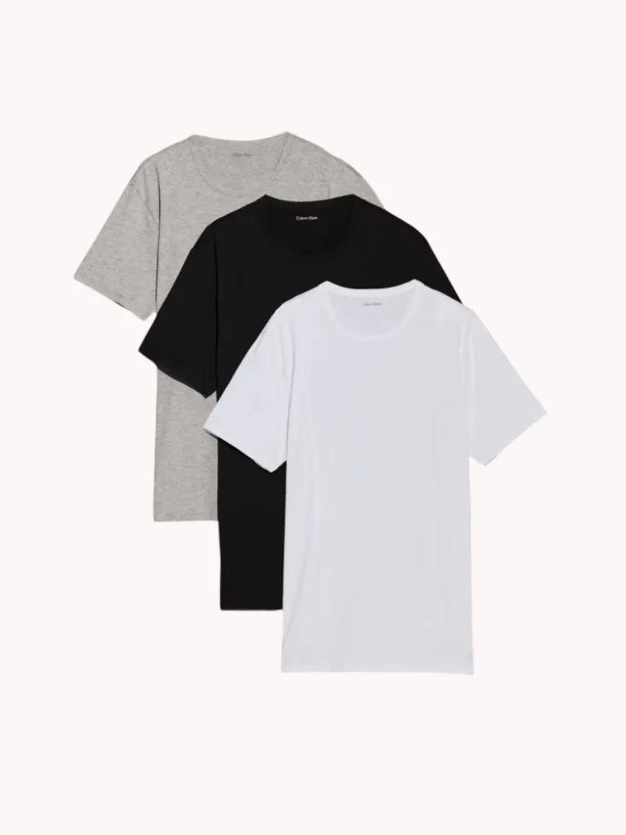 Комплект футболок Calvin Klein Slim 3 шт., черный/белый/серый меланж