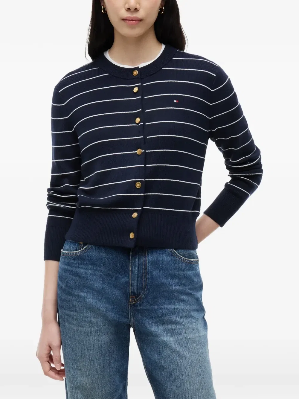 Кардиган в полоску на пуговицах Tommy Hilfiger, синий — фото 3