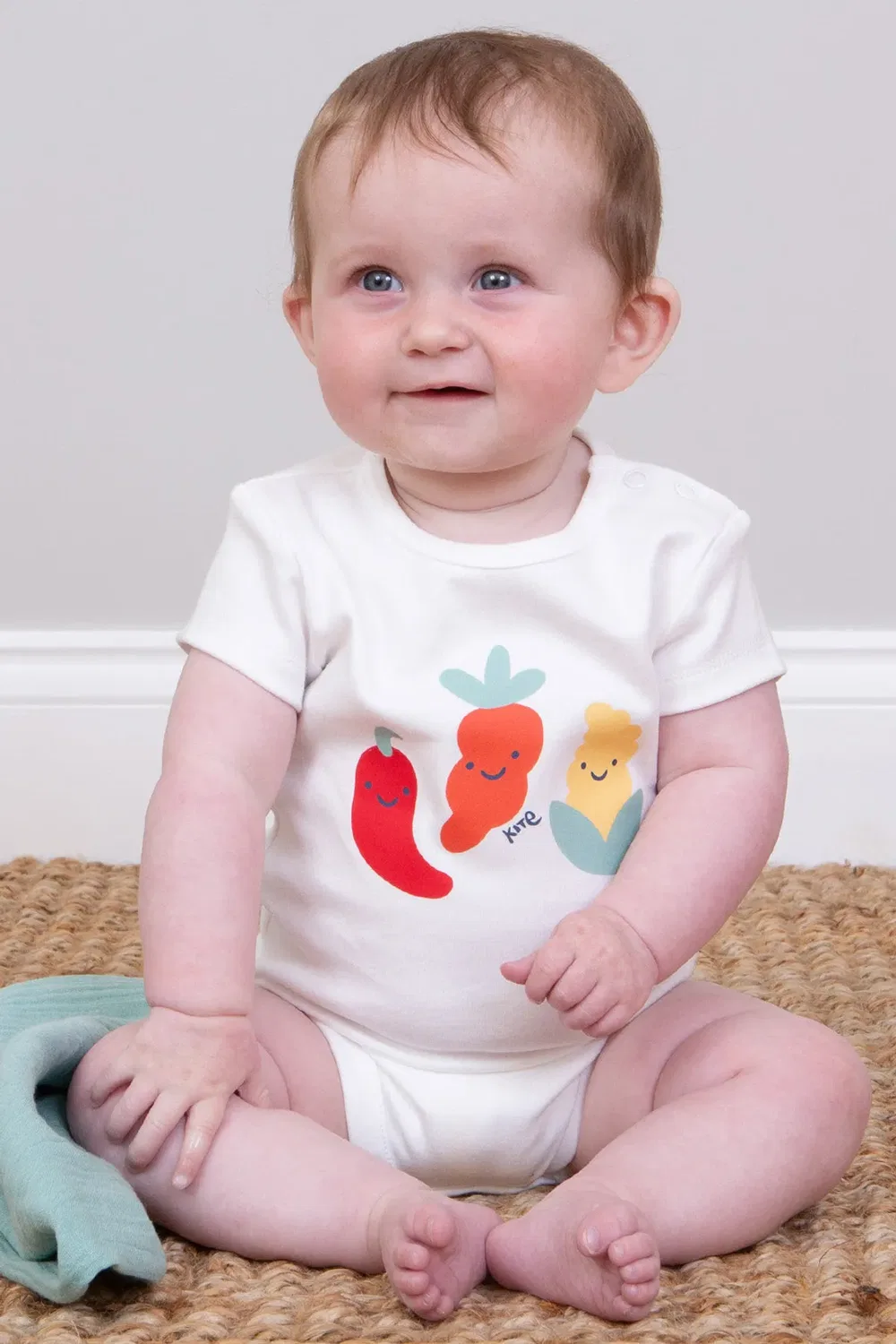 Детское боди из органического хлопка Baby Wonky Veg Kite, Cream — фото 2