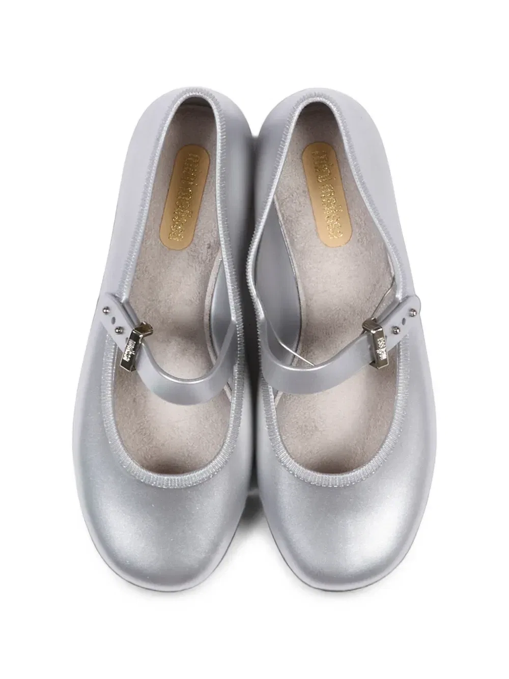 Мягкие балетки на ремешке-липучке Mini Melissa, серебряный — фото 4