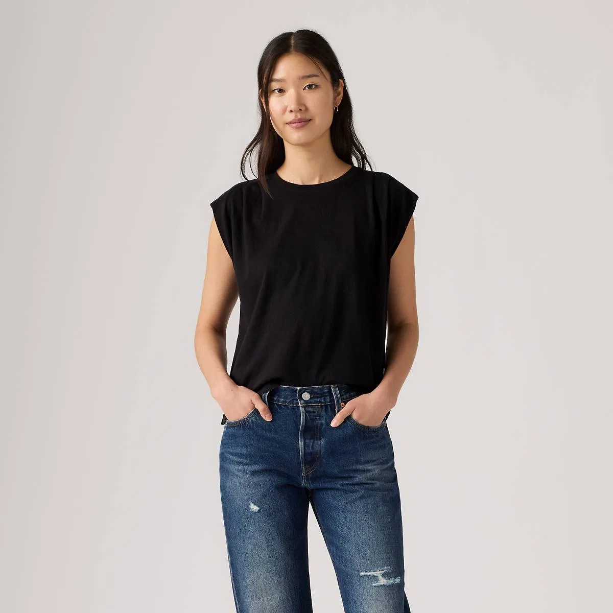 Плиссированная майка-борцовка Levi's, Anthracite Night - Black — фото 3