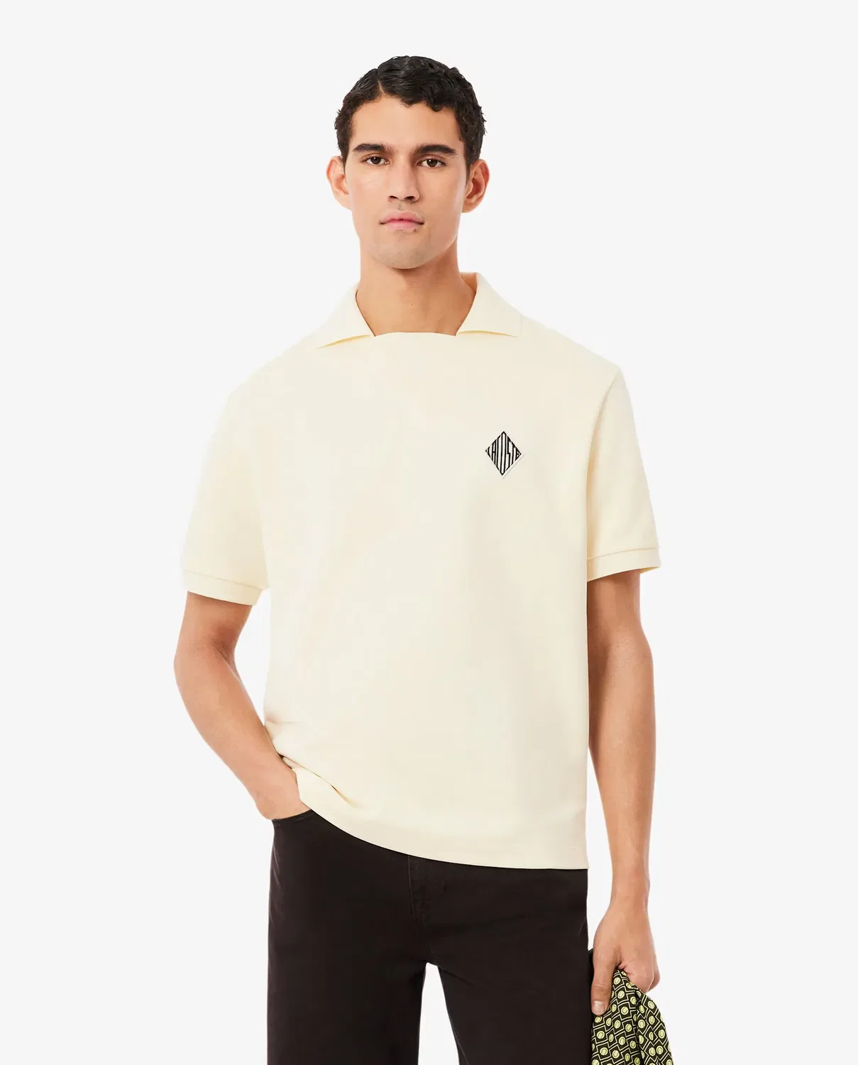 Мужское поло свободного кроя с контрастной нашивкой Lacoste, Amarillo