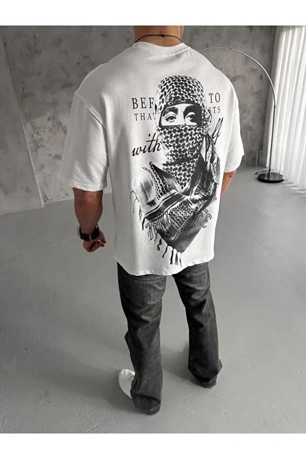 Мужская футболка с коротким рукавом с принтом Palestine Flag Printed Vexor, White