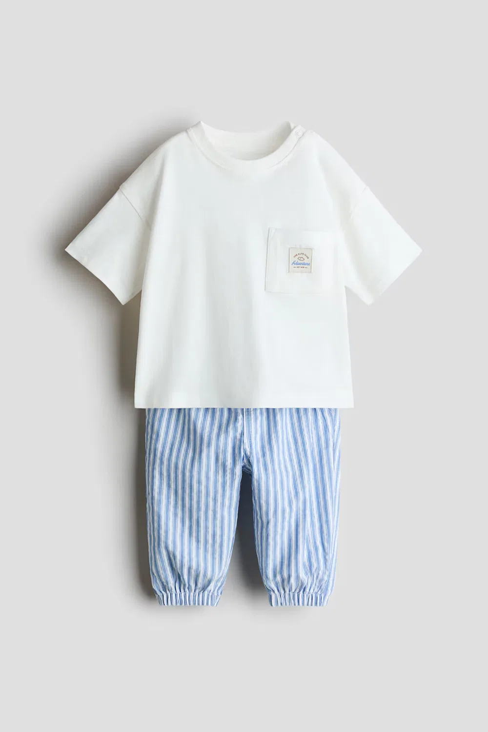 Комплект из 2 предметов, изготовленный из смеси льна H&M, Weiß/Blau Gestreift