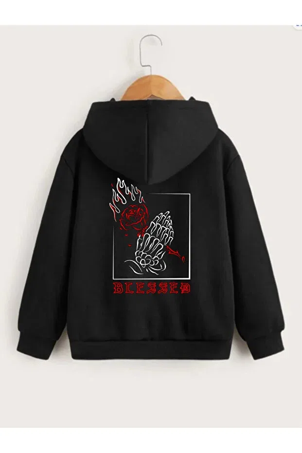 Детское худи для девочек с принтом Blessed Black Generic Brands, Black
