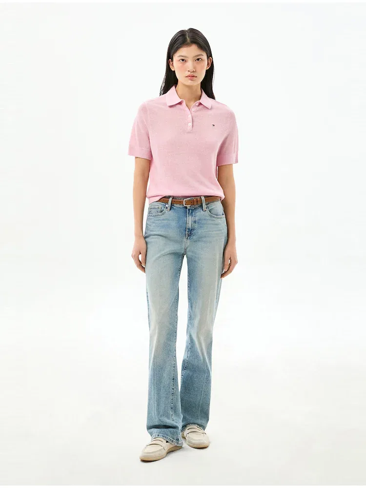 Свитер поло TOMMY HILFIGER из льняной смеси, Light Pink — фото 2